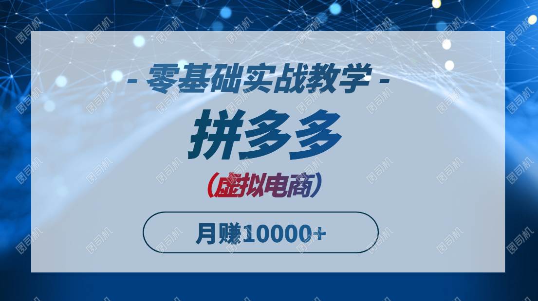 （14880期）拼多多虚拟电商，零基础实战教学，快速打爆商品，新手也能月入10000+-刀客资源网