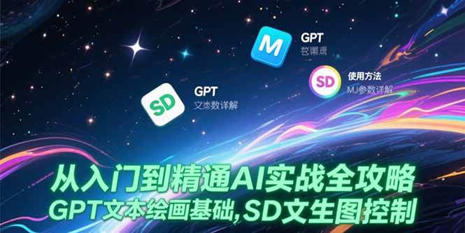 （15309期）从入门到精通AI实战全攻略，GPT文本绘画基础，MJ参数详解，SD文生图控制-刀客资源网