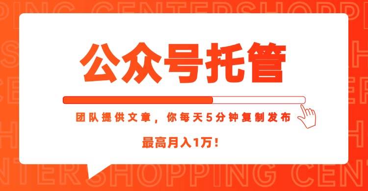 （15109期）【公众号托管 】我提供文章，你每天５分钟复制发布，最高月入1W-刀客资源网