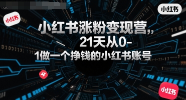 小红书涨粉变现营，21天从0-1做一个挣钱的小红书账号-刀客资源网