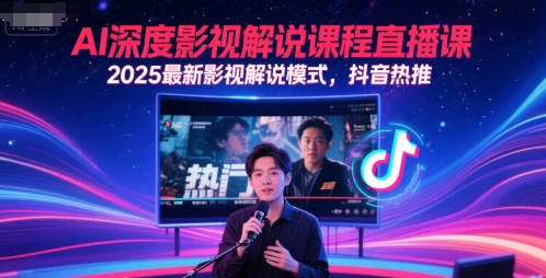 AI深度影视解说课程直播课，2025最新影视解说模式，抖音热推-刀客资源网