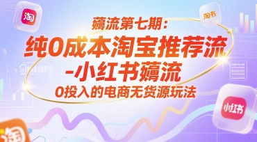 薅流第七期：纯0成本淘宝推荐流-小红书薅流最新版目，0投入的电商无货源玩法（附赠往期）-刀客资源网