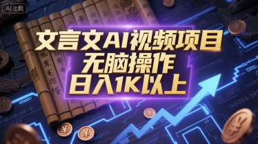 文言文AI视频项目，无脑操作，日入1K以上-刀客资源网