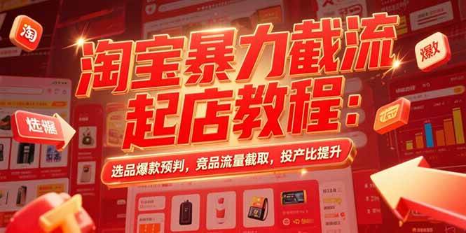 （15468期）淘宝暴力截流起店教程：选品爆款预判，竞品流量截取，投产比提升-刀客资源网