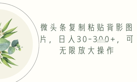 微头条复制粘贴背影图片，日入30-3张+，可无限放大操作-刀客资源网