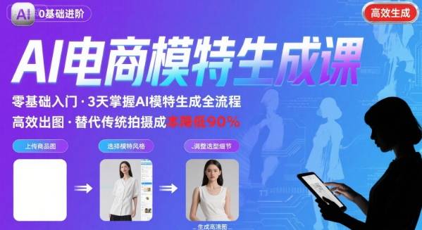 AI模特进阶课程，0基础高效生成逼真电商模特图-刀客资源网