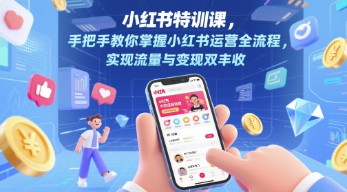 小红书特训课，手把手教你掌握小红书运营全流程，实现流量与变现双丰收-刀客资源网