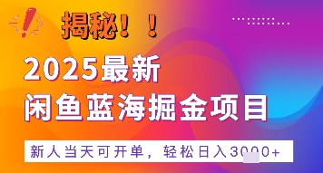 2025最新闲鱼蓝海掘金项目，新人当天可开单，轻松日入多张+的保姆级教程-刀客资源网