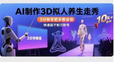 Ai制作3D拟人养生走秀，3分钟手把手教会你，快速起千粉万粉号-刀客资源网