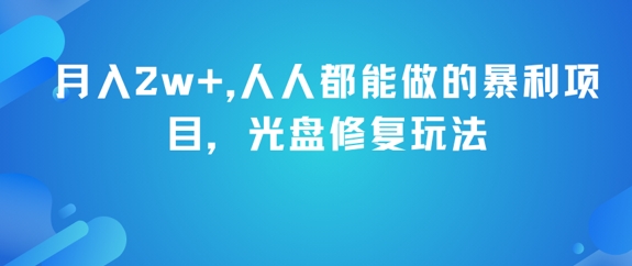 月入2w+，人人都能做的暴利项目，光盘修复玩法-刀客资源网