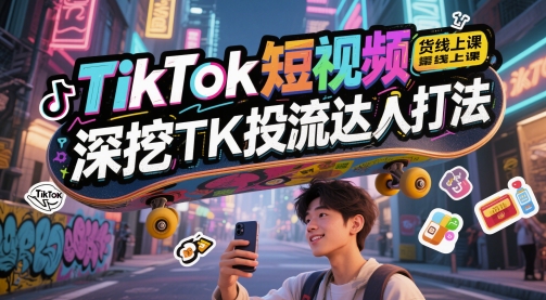 TikTok短视频带货线上课，深挖TK投流达人打法-刀客资源网
