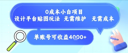 0成本刀客资源，设计平台贴图玩法，无需维护，无需成本，单账号单月可产生收益4k+-刀客资源网