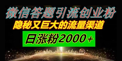 微信答题引流创业粉，隐秘又巨大的流量渠道一小时引流200人，日涨粉2000+-刀客资源网
