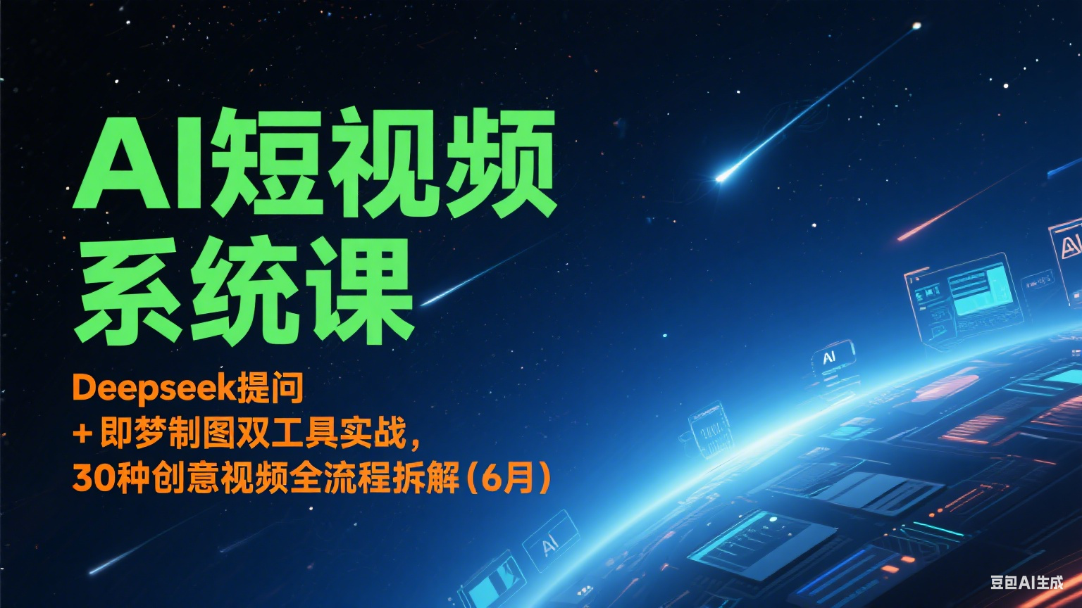 AI短视频系统课：Deepseek提问 + 即梦制图双工具实战，30种创意视频全流程拆解(6月)-刀客资源网