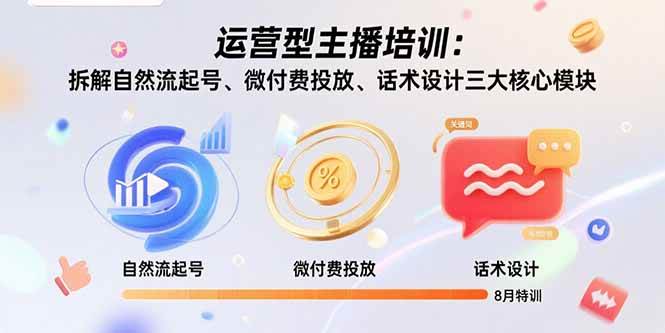 （15654期）运营型主播培训：拆解自然流起号、微付费投放、话术设计三大核心模块-8月-刀客资源网
