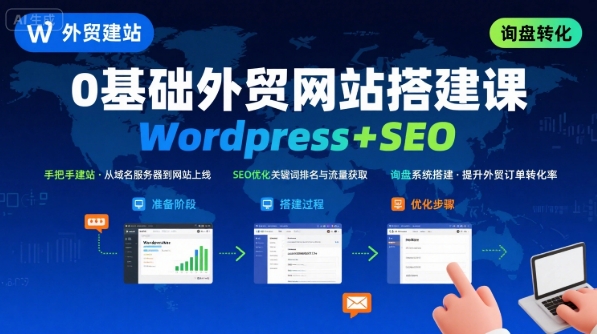 WordPress外贸建站+SEO优化课程，手把手教你从0到1搭建可获得询盘的外贸网站-刀客资源网