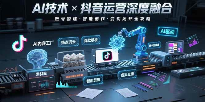 （15630期）AI技术与抖音运营的深度融合应用：涵盖账号搭建、内容创作、收益变现等-刀客资源网