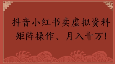 抖音小红书卖虚拟教辅、公务员资料，矩阵操作，月入1W+-刀客资源网