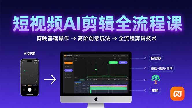 （15647期）短视频AI剪辑技能，从剪映基础操作到高阶创意玩法，全流程剪辑技术-刀客资源网