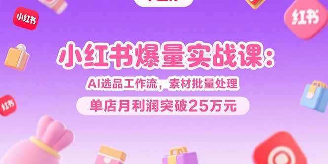 （15462期）小红书爆量实战课：AI选品工作流，素材批量处理，单店月利润突破25万元-刀客资源网