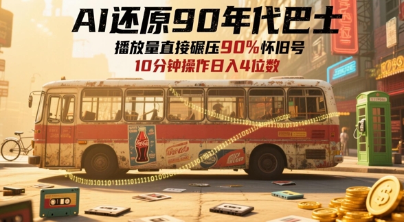 AI还原90年代巴士，一帧就让70后泪崩，播放量直接碾压90%怀旧号，每天操作十分钟，日入四位数-刀客资源网