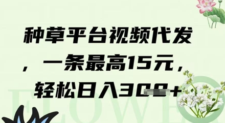 种草平台视频代发，一条最高15元，轻松日入3张-刀客资源网