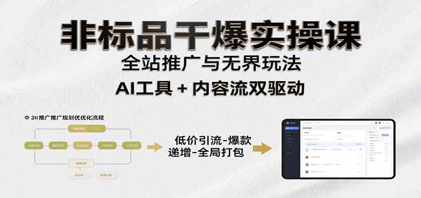 非标品干爆实操课：含多案例及操盘方法，从选品到推广、成交，助力打造爆款实现盈利-刀客资源网