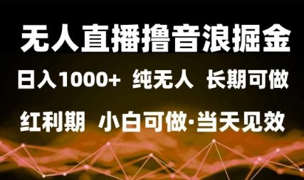无人直播撸音浪掘金，日入1k+，纯无人红利期，小白可做，当天见效【揭秘】-刀客资源网