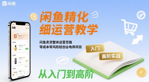 闲鱼精细化运营入门+高阶实战教学，闲鱼卖货整体运营思路，零成本零风险轻创业电商项目-刀客资源网