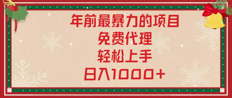 年前最暴力的项目，免费代理，轻松上手，日入1000+-刀客资源网