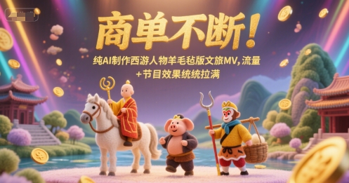 商单不断！纯AI制作西游人物羊毛毡版文旅MV，流量+节目效果统统拉满-刀客资源网