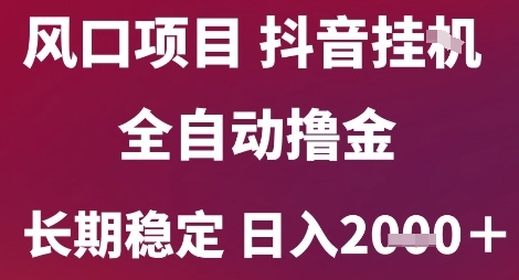 风口项目，六月最新玩法抖音无人挂G，全自动撸金，长期稳定 日入2k+【揭秘】-刀客资源网