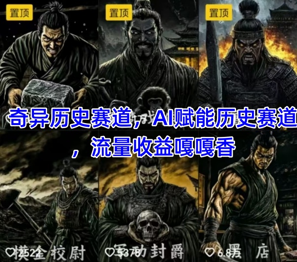 抖音奇异历史赛道，AI赋能历史赛道，流量收益嘎嘎香，狂撸伙伴计划-刀客资源网