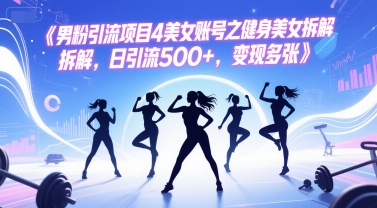 男粉引流项目4美女账号之健身美女拆解，日引流500+，变现多张-刀客资源网
