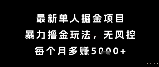 最新单人掘金项目，暴力撸金玩法，无风控，每个月多挣5k+【揭秘】-刀客资源网