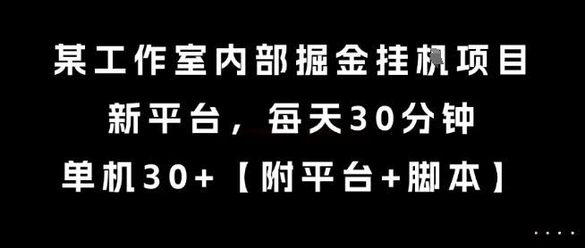 某工作室内部掘金挂G项目，新平台，每天30分钟，单机30+【揭秘】-刀客资源网