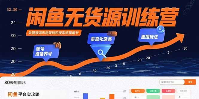 （15698期）闲鱼无货源训练营：账号准备养号/垂直化选品/黑搜玩法，0基础30天盈利指南-刀客资源网