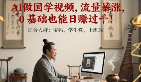 AI做国学视频，流量暴涨 ，0 基础也能日入多张-刀客资源网