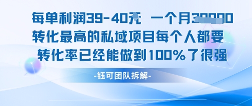 每单利润40一个月7k+转化最高的私域项目，每个人都要的产品转化率已经能做到100%-刀客资源网
