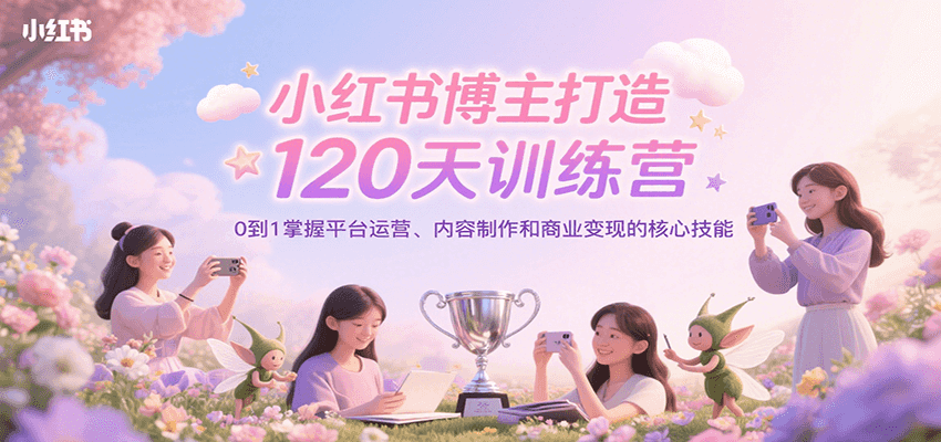 小红书博主打造120天训练营，0到1掌握平台运营、内容制作和商业变现-刀客资源网