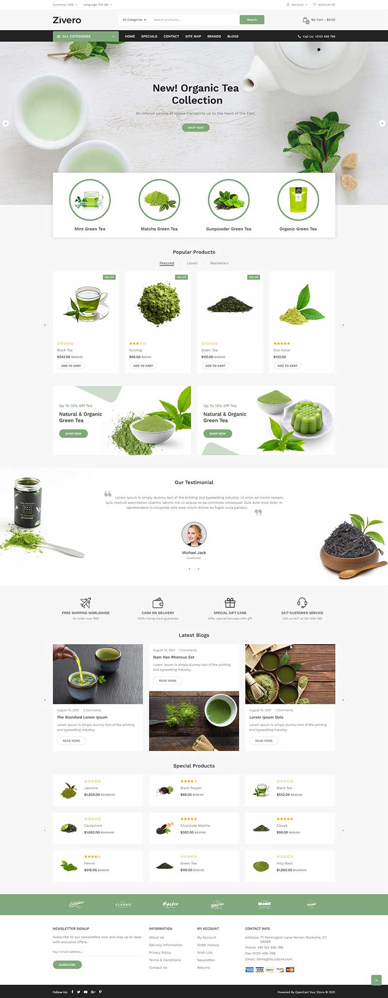 绿色清新茶叶茶粉制品商城网站html模板-刀客资源网