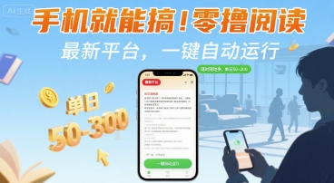 手机就能搞！零撸阅读挂G，最新平台，一键自动运行，随时随地挣，单日50-3张+【揭秘】-刀客资源网