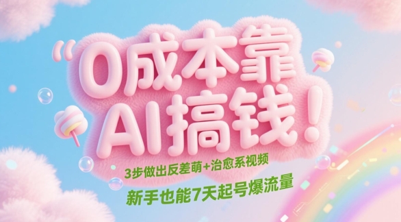 0成本靠AI搞钱！3步做出反差萌+治愈系视频，新手也能7天起号爆流量-刀客资源网