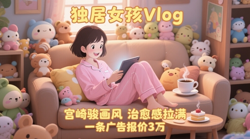 单个账号涨粉71W！用AI制作独居女孩Vlog，宫崎骏画风，治愈感拉满，一条广告报价3W-刀客资源网