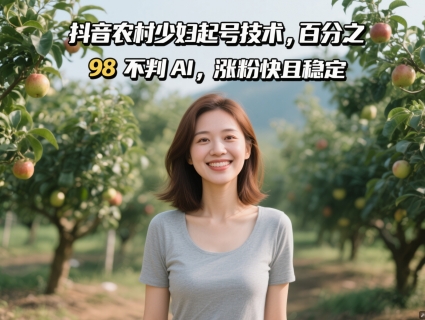 抖音农村少妇起号技术，百分之98不判AI，涨粉快且稳定-刀客资源网