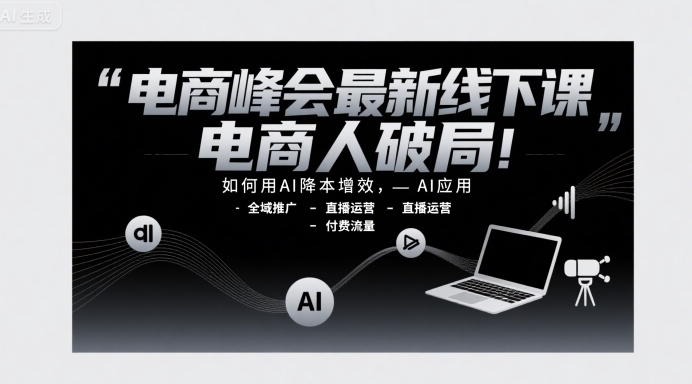 电商峰会最新线下课，电商人破局，如何用AI降本增效，AI应用-全域推广-直播运营-付费流量-刀客资源网