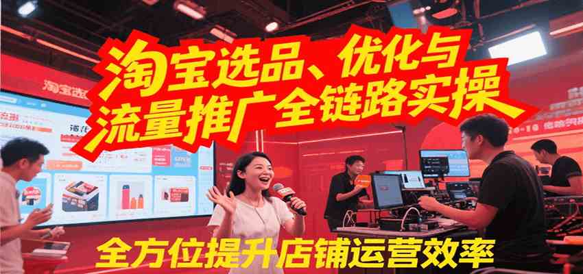 淘宝选品、优化与流量推广全链路实操，全面提升店铺运营效率-刀客资源网