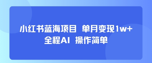 小红书蓝海项目 单月变现1w+ 全程AI 操作简单-刀客资源网