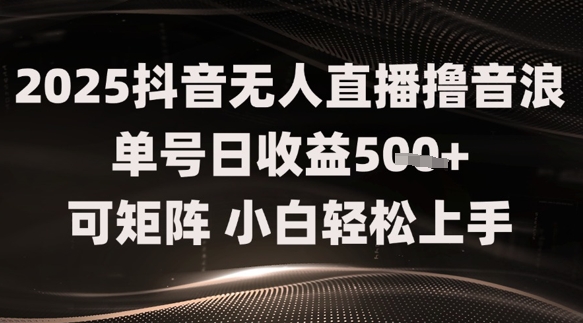 2025抖音无人直播撸音浪单号日收益5张+可矩阵，小白轻松上手-刀客资源网