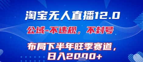 淘宝无人直播12.0，不封号，不违规，布局下半年旺季赛道，日入1k+(独家技术)【揭秘】-刀客资源网